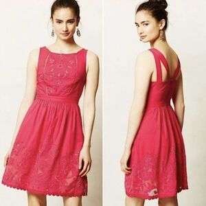 Anthropologie Moulinette Souers Pink Rhododendron Dress, Size 4
